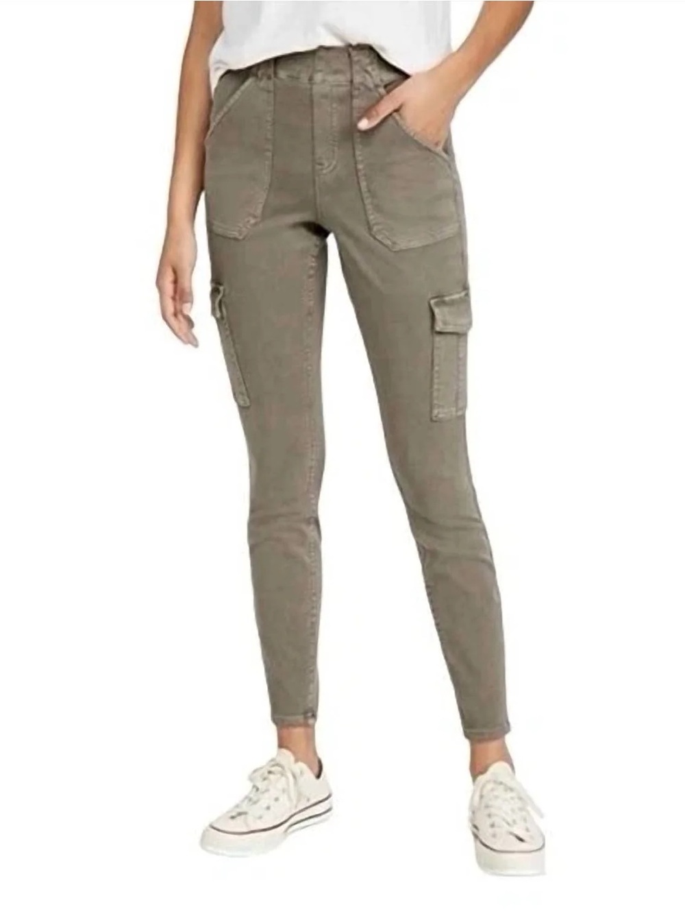 Spanx twill stretch ankle cargo desert dunes xl nwt